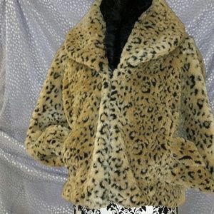 LEOPARD PRINT FUR TRENDY COAT  S